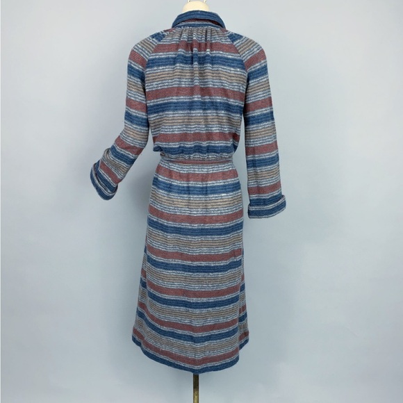 VTG Missoni 70s 80s wool stripe collared maxi dress 42 medium POCKETS - Picture 8 of 16